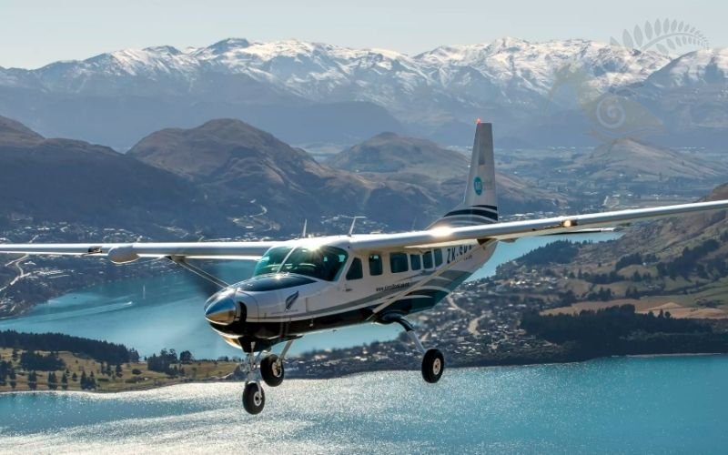 Helicopter flight over Fiordland New Zealand